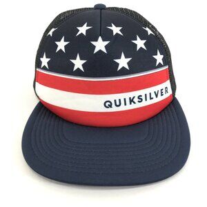 Quiksilver Young Glory Trucker Snapback Hat OSFM Adjustable Mesh Patriotic USA